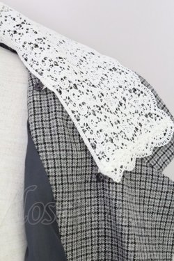 画像7: Fi.n.t / レース衿付き2wayチェックジャケット  グレーチェックX白 T-25-07-24-024-CA-JA-SA-ZI