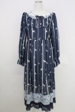 画像1: axes femme / red Labelロングワンピ M ネイビー T-25-07-24-027-AX-OP-SA-ZT