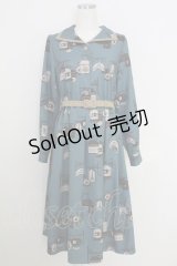 F i.n.t / 配色使いパサージュ柄ワンピース  グリーン T-25-07-24-029-CA-OP-SA-ZI
