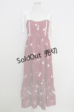 画像1: axes femme / チェリー柄フリルリボンワンピース  赤Ｘ白 T-25-07-24-031-AX-OP-SA-ZI