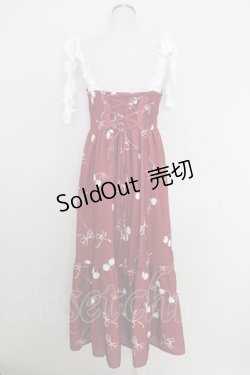 画像2: axes femme / チェリー柄フリルリボンワンピース  赤Ｘ白 T-25-07-24-031-AX-OP-SA-ZI