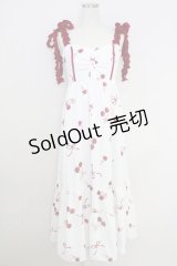 axes femme / チェリー柄フリルリボンワンピース  白Ｘ赤 T-25-07-24-032-AX-OP-SA-ZI