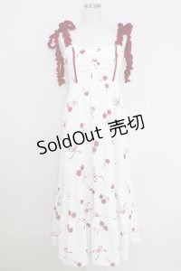 axes femme / チェリー柄フリルリボンワンピース  白Ｘ赤 T-25-07-24-032-AX-OP-SA-ZI