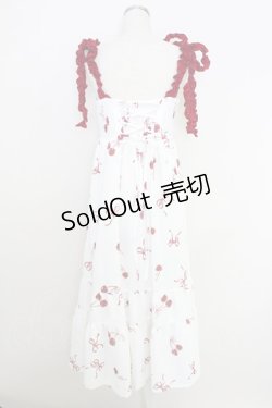 画像2: axes femme / チェリー柄フリルリボンワンピース  白Ｘ赤 T-25-07-24-032-AX-OP-SA-ZT
