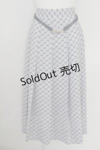 an another angelus / ビットベルト付きANモノグラム柄スカート  ベージュＸ紺 T-25-07-24-039-CA-SK-SA-ZI