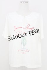 axes femme / 襟付クリームソーダ柄Tシャツ  アイボリーＸ白 T-25-07-24-005-AX-TS-SA-ZI