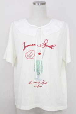 画像1: axes femme / 襟付クリームソーダ柄Tシャツ  アイボリーＸ白 T-25-07-24-005-AX-TS-SA-ZT