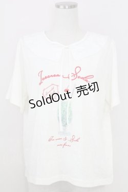 画像1: axes femme / 襟付クリームソーダ柄Tシャツ  アイボリーＸ白 T-25-07-24-005-AX-TS-SA-ZI