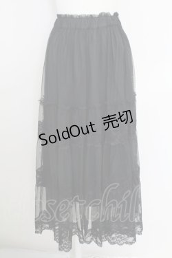 画像1: an another angelus / レース切替チュールティアードスカート  黒 T-25-07-24-041-CA-SK-SA-ZI