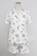 axes femme / ローズブーケプリント半袖ブラウス&ショートパンツセットアップ  アイボリーＸピンクＸグリーン T-25-07-24-046-AX-OP-SA-ZT