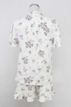 画像2: axes femme / ローズブーケプリント半袖ブラウス&ショートパンツセットアップ  アイボリーＸピンクＸグリーン T-25-07-24-046-AX-OP-SA-ZT