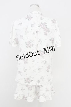 画像2: axes femme / ローズブーケプリント半袖ブラウス&ショートパンツセットアップ  アイボリーＸピンクＸグリーン T-25-07-24-046-AX-OP-SA-ZI