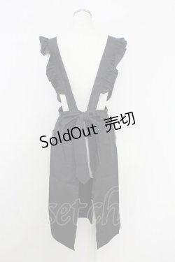 画像2: axes femme / カメオ付きフリルエプロン  黒 T-25-07-24-047-AX-ZA-SA-ZI