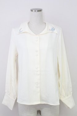 画像1: an another angelus / カリグラフィーローズ刺繍衿ブラウス  オフホワイト T-25-07-24-006-CA-BL-SA-ZT