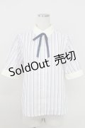 Fi.n.t / タイ付きマルチストライプクレリック5分袖シャツ  ピンク T-25-07-24-011-CA-BL-SA-ZI