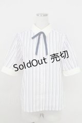 Fi.n.t / タイ付きマルチストライプクレリック5分袖シャツ  ピンク T-25-07-24-011-CA-BL-SA-ZI