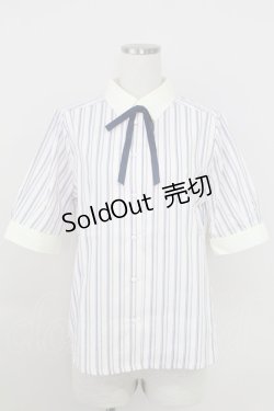 画像1: Fi.n.t / タイ付きマルチストライプクレリック5分袖シャツ  ピンク T-25-07-24-011-CA-BL-SA-ZT