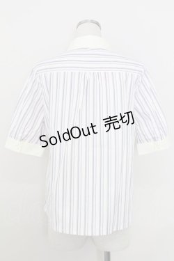 画像2: Fi.n.t / タイ付きマルチストライプクレリック5分袖シャツ  ピンク T-25-07-24-011-CA-BL-SA-ZT