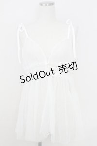 axes femme / 前後2wayチュールビスチェ  白 T-25-07-24-002-AX-TO-SA-ZI