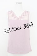 axes femme / 繊細レースタンク  ピンク T-25-07-24-016-AX-TO-SA-ZI