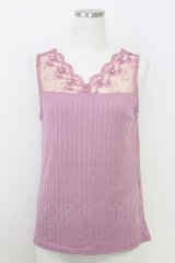 axes femme / 繊細レースタンク  ピンク T-25-07-24-016-AX-TO-SA-ZI