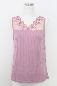 axes femme / 繊細レースタンク  ピンク T-25-07-24-016-AX-TO-SA-ZI