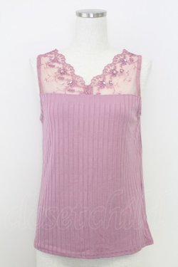 画像1: axes femme / 繊細レースタンク  ピンク T-25-07-24-016-AX-TO-SA-ZT