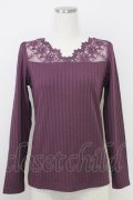 axes femme / 繊細レース長袖インナー  パープル T-25-07-24-018-AX-TO-SA-ZI