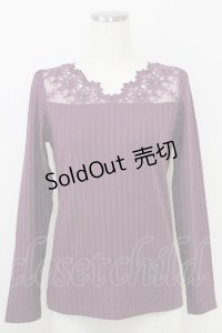 axes femme / 繊細レース長袖インナー  パープル T-25-07-24-018-AX-TO-SA-ZI