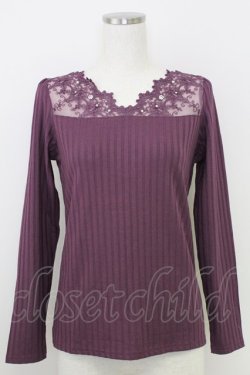 画像1: axes femme / 繊細レース長袖インナー  パープル T-25-07-24-018-AX-TO-SA-ZT