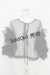 axes femme / フリルチュールトップス  黒 T-25-07-24-020-AX-TO-SA-ZI