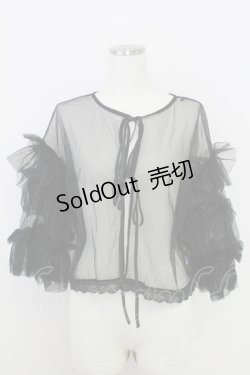 画像1: axes femme / フリルチュールトップス  黒 T-25-07-24-020-AX-TO-SA-ZI