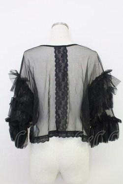 画像2: axes femme / フリルチュールトップス  黒 T-25-07-24-020-AX-TO-SA-ZT