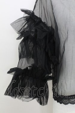 画像4: axes femme / フリルチュールトップス  黒 T-25-07-24-020-AX-TO-SA-ZT
