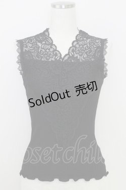 画像1: axes femme / レース切替タンク  黒 T-25-07-24-021-AX-TO-SA-ZT
