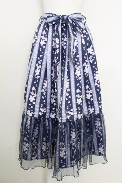 画像1: axes femme / ブルーミングサクラスカート  ネイビー T-25-07-29-024-AX-SK-SA-ZT