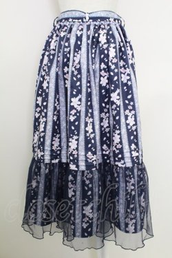 画像2: axes femme / ブルーミングサクラスカート  ネイビー T-25-07-29-024-AX-SK-SA-ZT