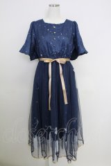 axes femme / ピーター・パン/プリントワンピース  紺 T-25-07-29-006-AX-OP-SA-ZT