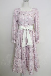 axes femme / 桜柄ティアードワンピース M ピンク T-25-07-29-016-AX-OP-SA-ZI