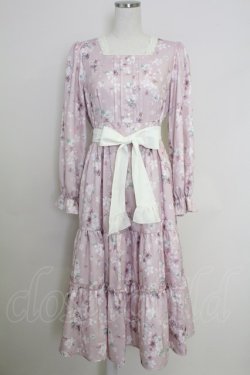 画像1: axes femme / 桜柄ティアードワンピース M ピンク T-25-07-29-016-AX-OP-SA-ZT