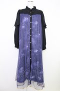axes femme / ステラートプリントシャツワンピース  ブラック T-25-07-31-016-AX-OP-SA-ZT
