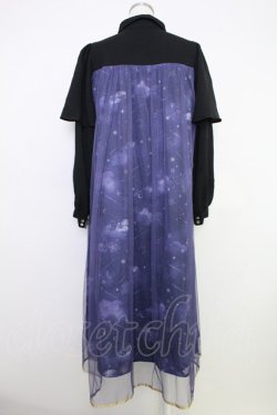 画像2: axes femme / ステラートプリントシャツワンピース  ブラック T-25-07-31-016-AX-OP-SA-ZT