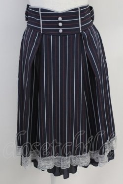 画像1: axes femme / ストライプハイウエストスカート M ネイビー T-25-07-31-024-AX-SK-SA-ZT