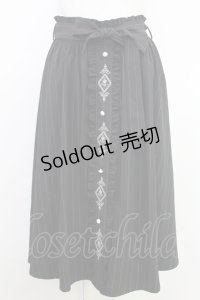 axes femme / フレームローズ刺繍スカート  ブラック T-25-07-31-026-AX-SK-SA-ZT269