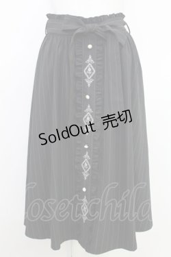 画像1: axes femme / フレームローズ刺繍スカート  ブラック T-25-07-31-026-AX-SK-SA-ZT269