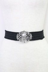 axes femme POETIQUE / 気球モチーフゴムベルト  黒Ｘシルバー T-25-07-31-029-AX-ZA-SA-ZT