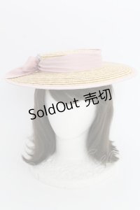 LOLITAその他 / リボンストローキャノティエ  ナチュラル×ピンク T-25-07-31-031-LO-AC-OW-ZT-K004