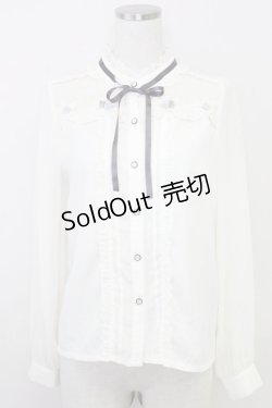 画像1: axes femme POETIQUE / 巻き薔薇デザインフリルブラウス  アイボリー T-25-07-31-005-AX-BL-SA-ZT
