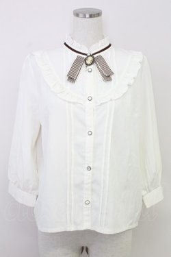 画像1: axes femme / カメオブローチ付シフォンブラウス  アイボリー T-25-07-31-006-AX-BL-SA-ZT