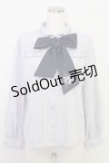 axes femme / バラブーケ刺繍リボンブラウス  ラベンダー T-25-07-31-007-AX-BL-SA-ZT74